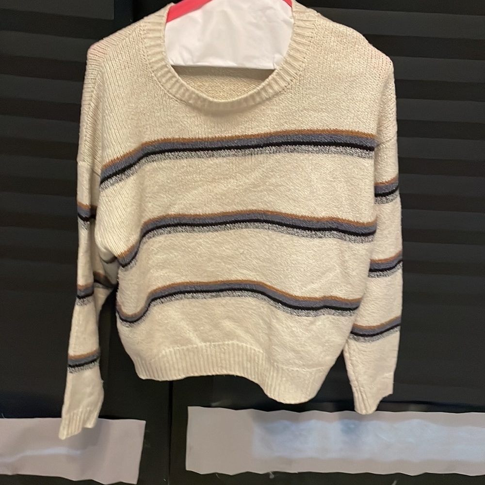 Women’s striped sweater, beige, Others Follow, size medium